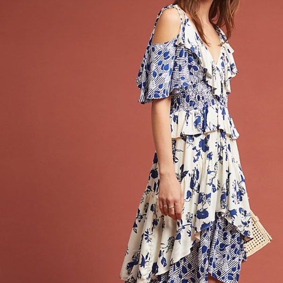 NWT MISA Liv Floral-Print Ruffle High-Low - Picture 3 of 8